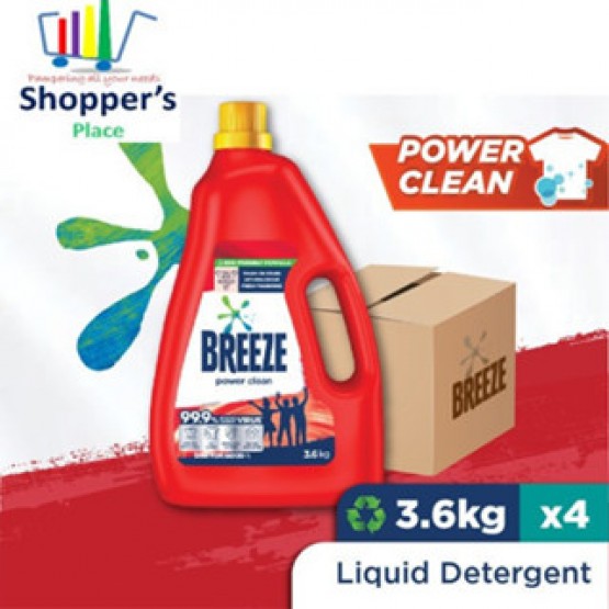 Breeze Power Clean Liquid Detergent 3.6kg x 4 - Carton Sales